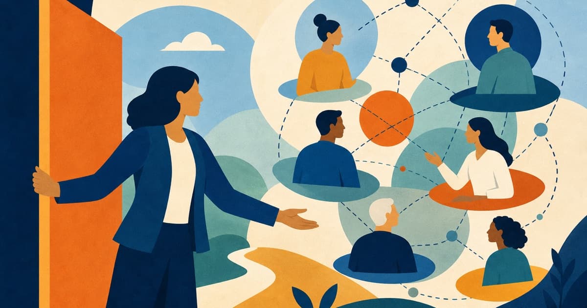 A leader opening the way for a connected network of people