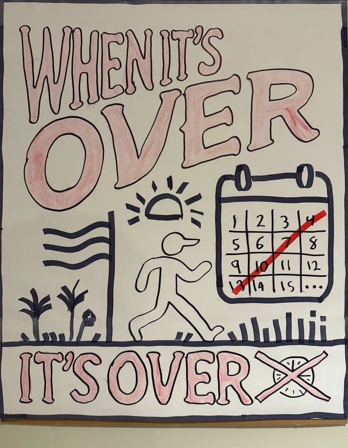 Hand-drawn poster: When it’s over, it’s over