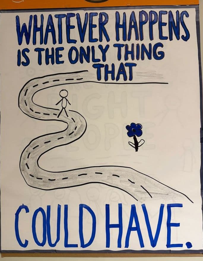 Hand-drawn poster: Whatever happens is the only thing that could have